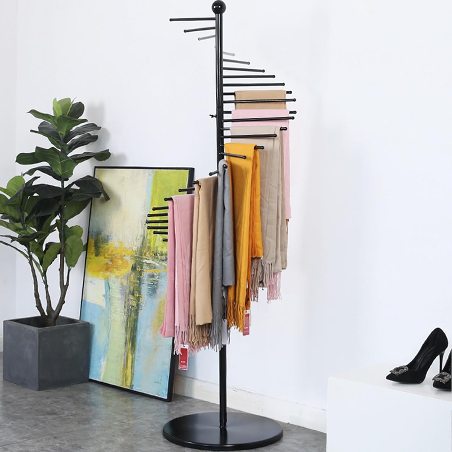 Scarf Display Stand,Metal Tie Hanger Pants Rack | Hijab Hanger, Scarf Storage Organizer Display Shelves for Apartment, Closet, Locker Room