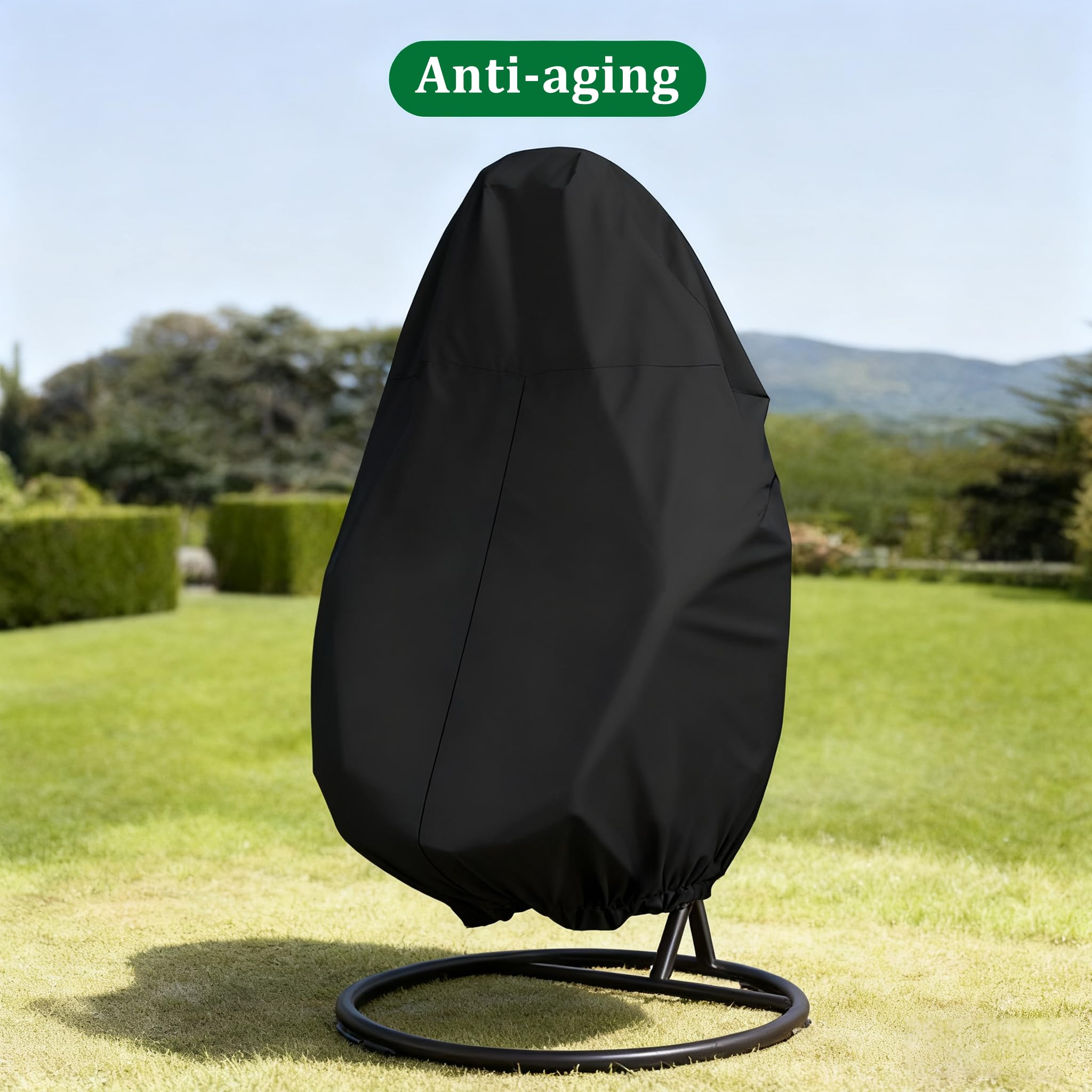 Goutime Anti-UV & Waterproof Egg Chair Cover, Heavy Duty 210D Oxford Hanging Chair Cover with Zipper for Outdoor Swing - 4