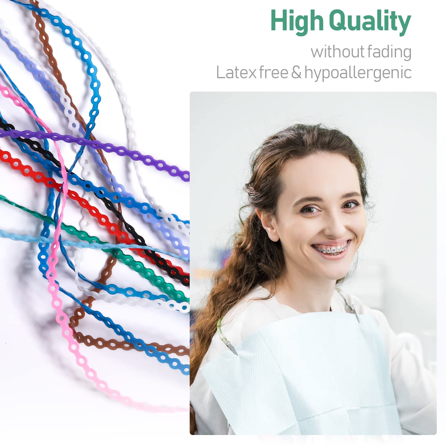 Lot De 10 Chaînes élastiques Orthodontiques Colorées - Longues, Courtes Et Fermées, Pour Soins Dentaires