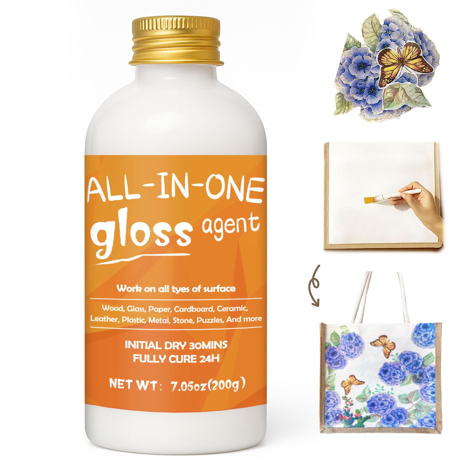 Sealer, Decoupage Glue & Gloss Finish, All-in-One Clear Craft Glue, Perfect for Indoor and Outdoor DIY Crafts and Art Projects, with Quick Dry & Cure Time (Gloss)