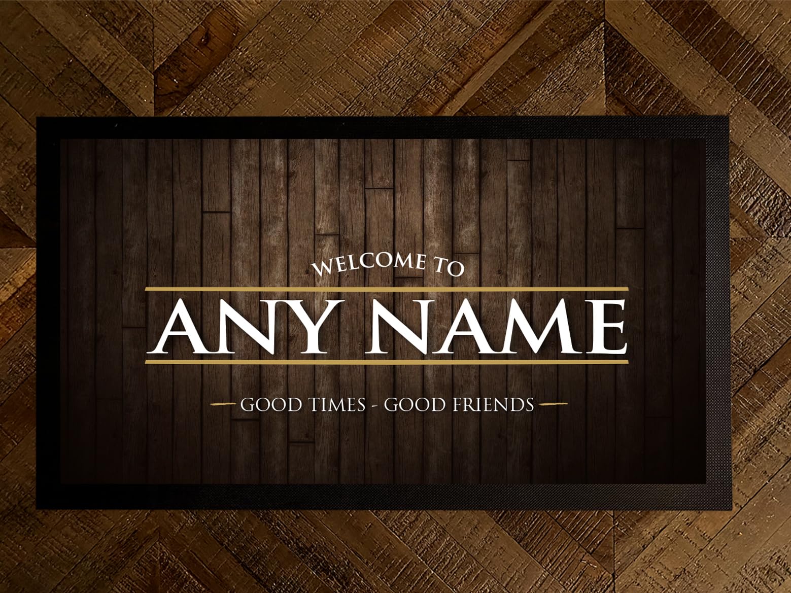 Personalised Bar mat - with your name Bar - Wood effect Bar runner - BW101