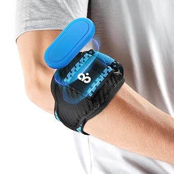 INDEEMAX Tennis Elbow Support Strap for Men Women, Adjustable Golfers & Tennis Elbow Support with Silicone Pads, Elbow Brace for Elbow Pain Relief, Fits Left & Right Arm for Sports & Daily Blue