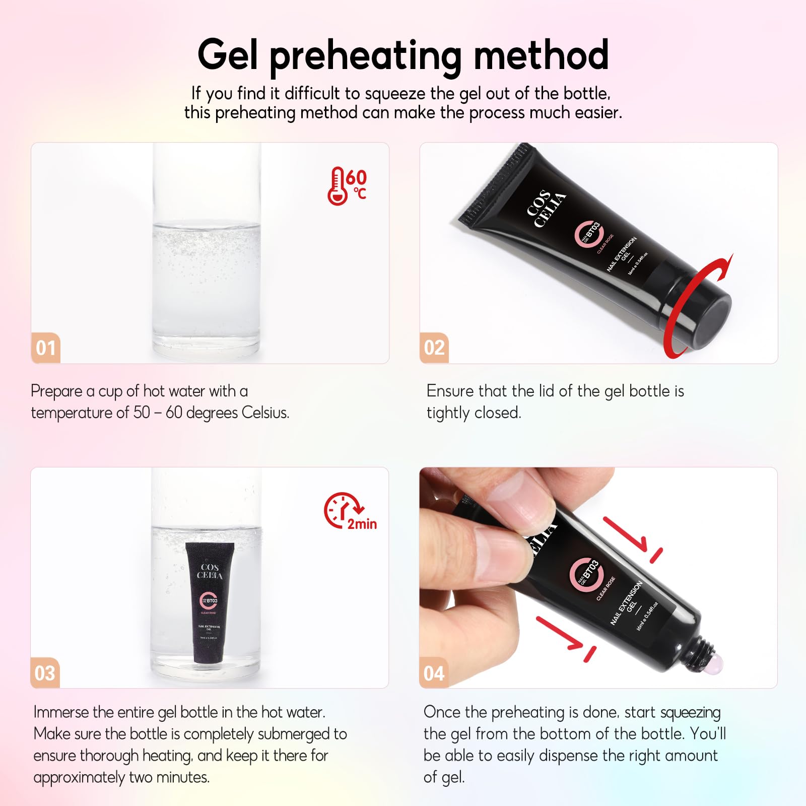 COSCELIA Gel Extensión de Uñas Kit, 4 * 16ml Poly Nail Gel Para Uñas Con Lampara Uñas y Slip Solution,Base Top Coat y Molde para uñas,Uñas Poligel Kit Completo para DIY — view 7
