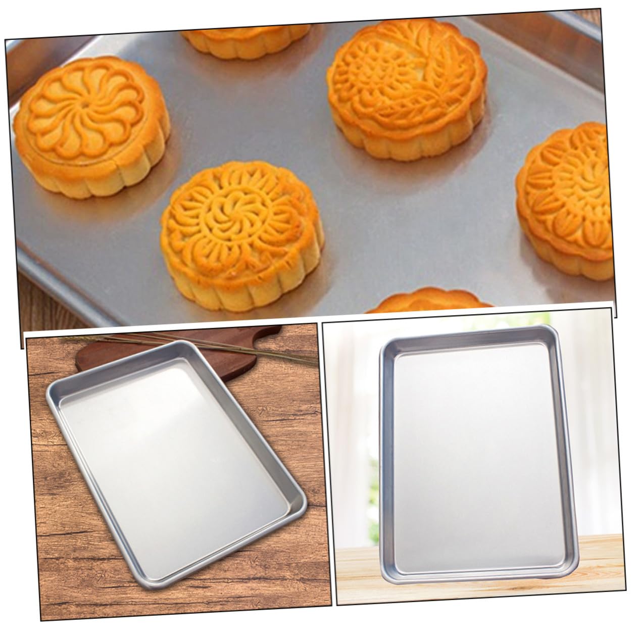 Toyvian 2 pièces Lot de Plaques Pâtisserie Alliage Aluminium Rectangulaires Moule Cuisson Antiadhésif Léger pour Gâteau Toast et Biscuits