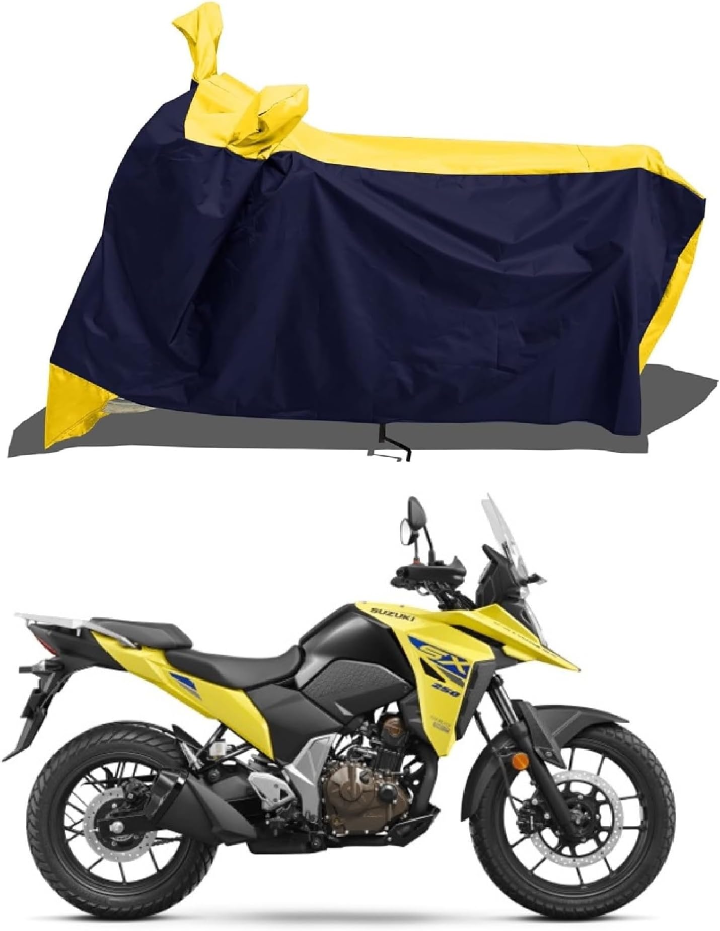 All Season Bike Cover for New Suzuki V-Strom SX 250 Bike Cover with Water-Resistant and Dust Proof Premium 190T Fabric_Yellow and Black