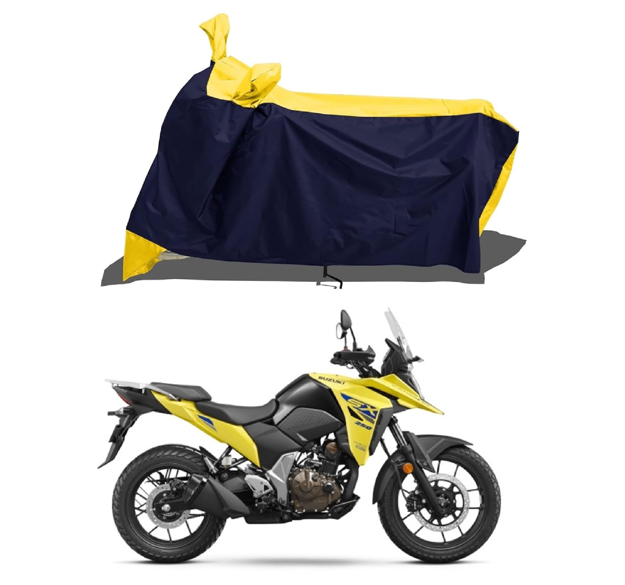 All Season Bike Cover for New Suzuki V-Strom SX 250 Bike Cover with Water-Resistant and Dust Proof Premium 190T Fabric_Yellow and Black