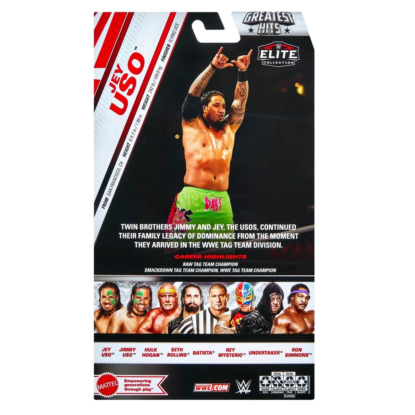 WWE Jey USO Elite - Action figure di Wrestling giocattolo "Greatest Hits 7"