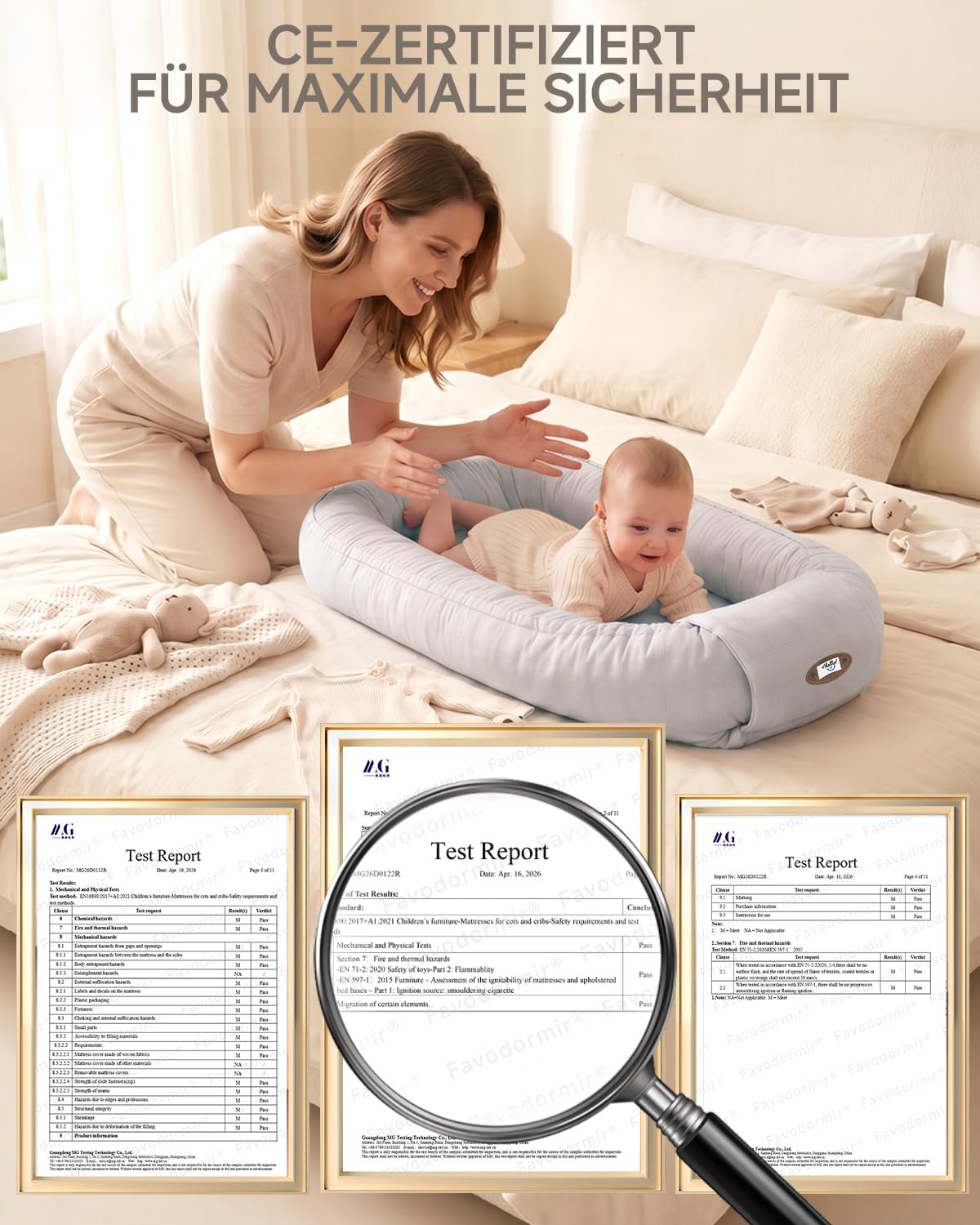 Babynest Neugeborene 95x56cm,Vollständig Abnehmbar Nestchen Baby,Waschbar Verstellbar Babynestchen Tragbar,Multifunktional Kuschelnest für Jungen und Mädchen,Grau
