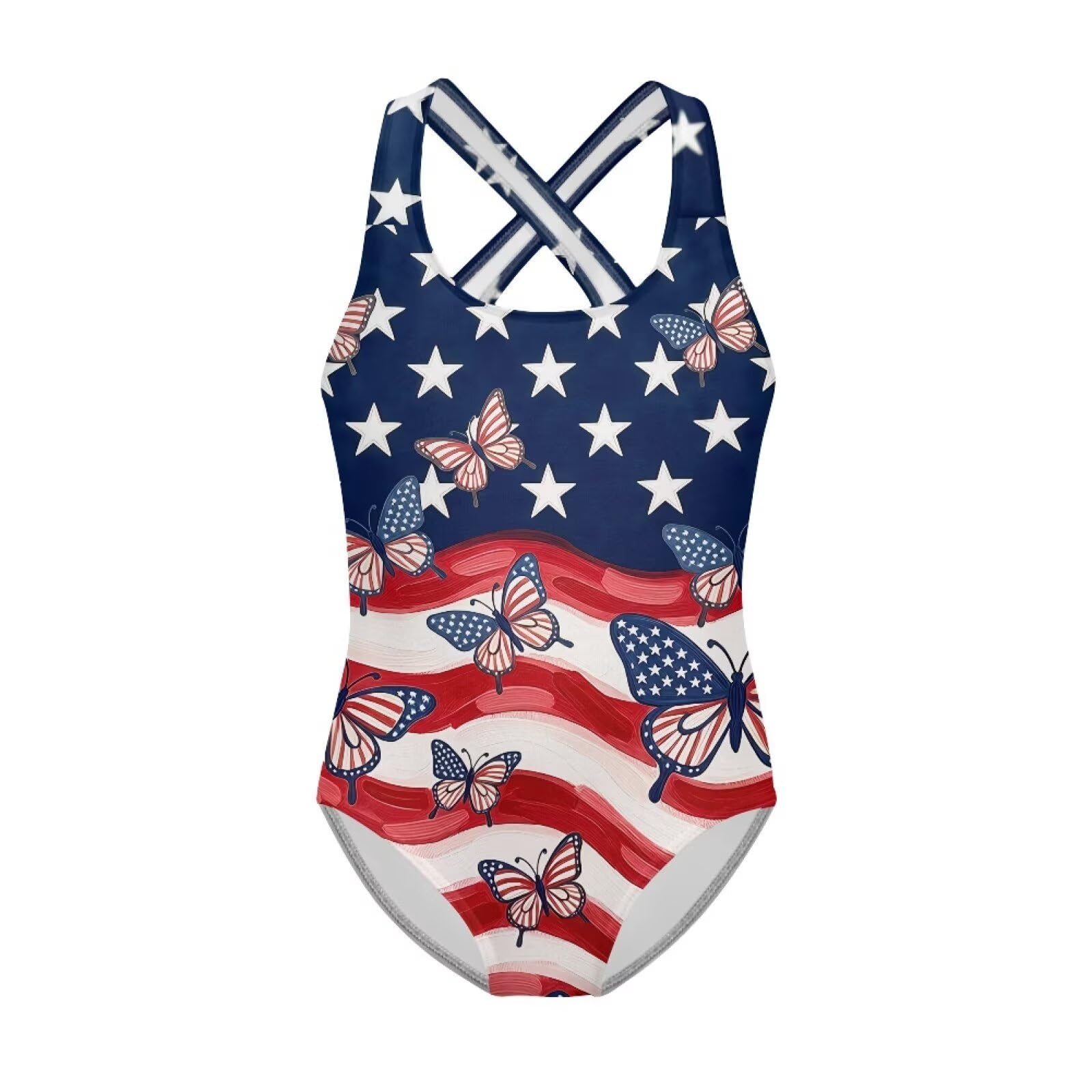 Xpyiqun Swimsuit for Girls One Piece Bathing Suits Size 5-14 Sleeveless Swimwear Cross Shoulder Strap Swimming Wear