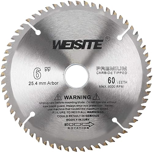 uxcell 6" Circular Saw Blade, 60T 1" Arbor with 7/8" Ring, Wood TCT Carbide Tipped Slitting Saw