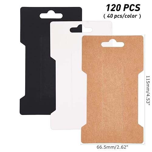 Miniatura 2 de NBEADS 120 tarjetas de exhibición de pinzas para el cabello de 2.8 x 4.7 in, 3 colores de lazo para el cabello, tarjetas de embalaje rectangulares