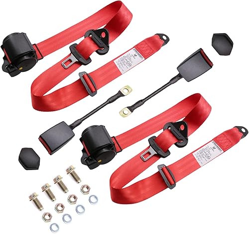 Juego de 2 correas retráctiles ajustables universales de 3 puntos, adecuado para cinturones de modificación, kit para Go Kart, Club Golf Cart, Van,