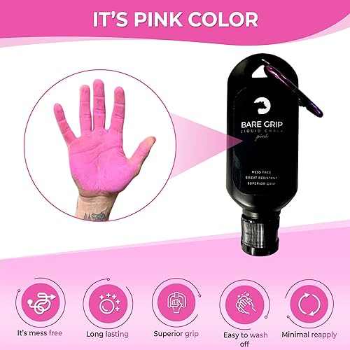 Miniatura 4 de Generic Tiza líquida rosa para levantamiento de pesas, gimnasia, escalada en roca, todas las actividades, resistente al sudor para un agarre superior