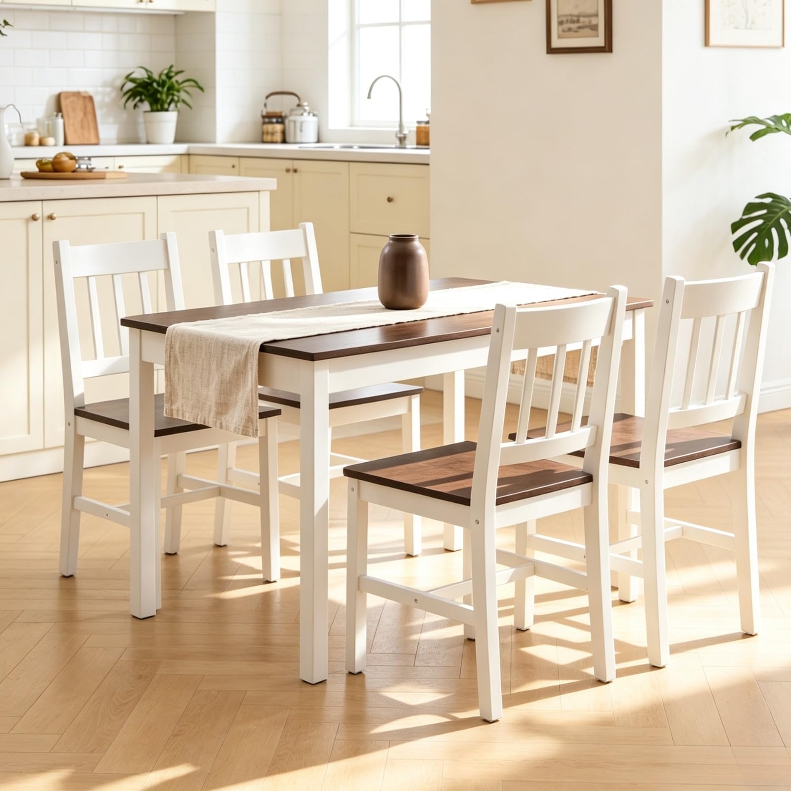 Solid Wood Rectangular Dining Set for Four
