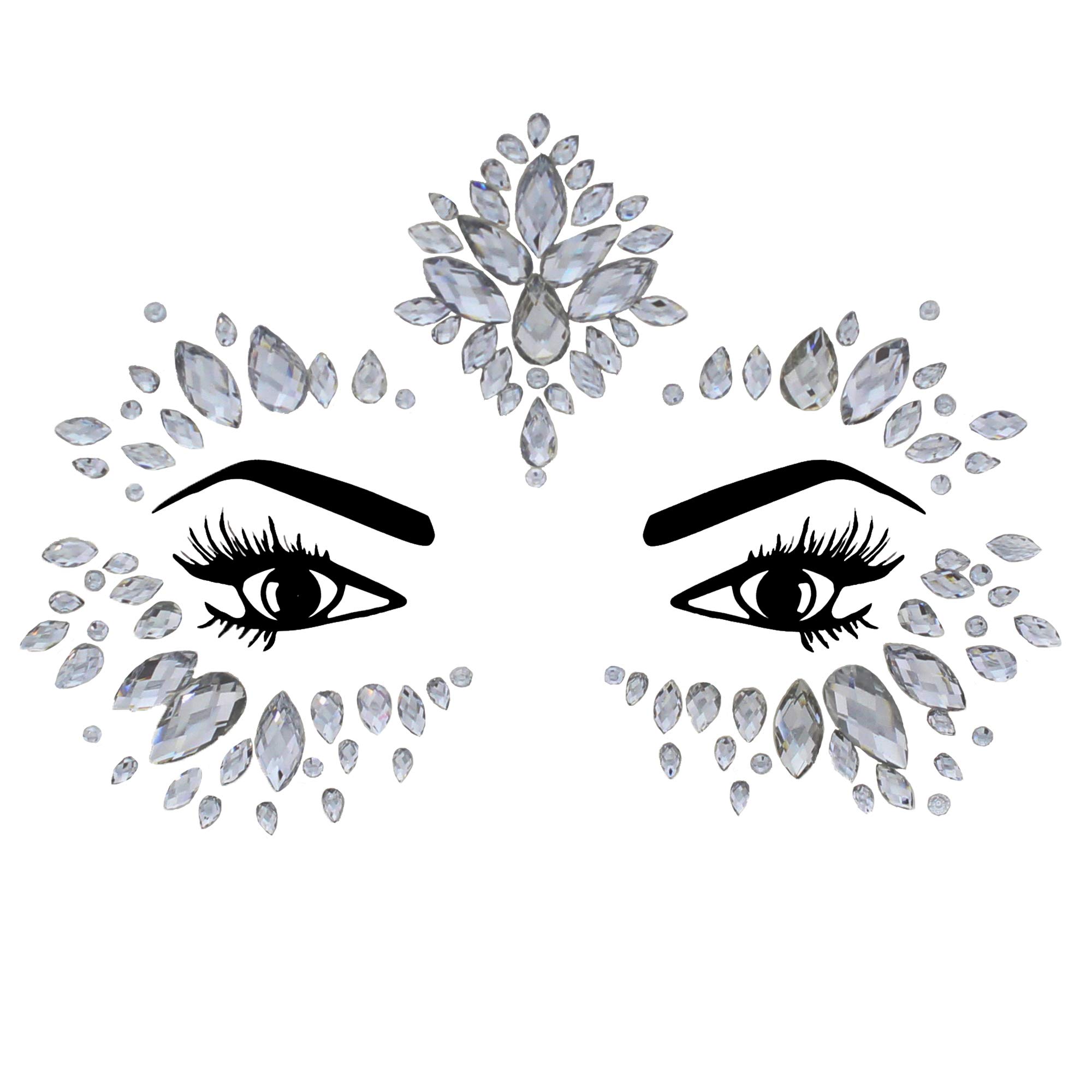 Zac's Alter Ego Women's Style R Clear Crystal Crystal Stone Face Gems/Jewels - Summer Festival Body Art Unicorn Mermaid Bindi Rave Bohemian Party