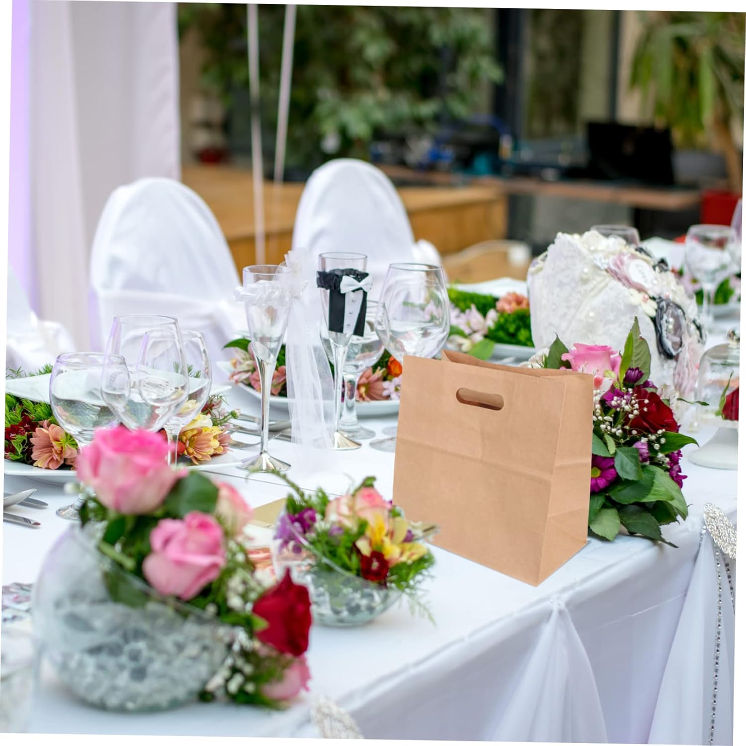 30pcs Kraft Paper Bread Bags Flat Bottom Bakery Packing Bags for Bread Candy Snacks Parties Events and Diy Crafts