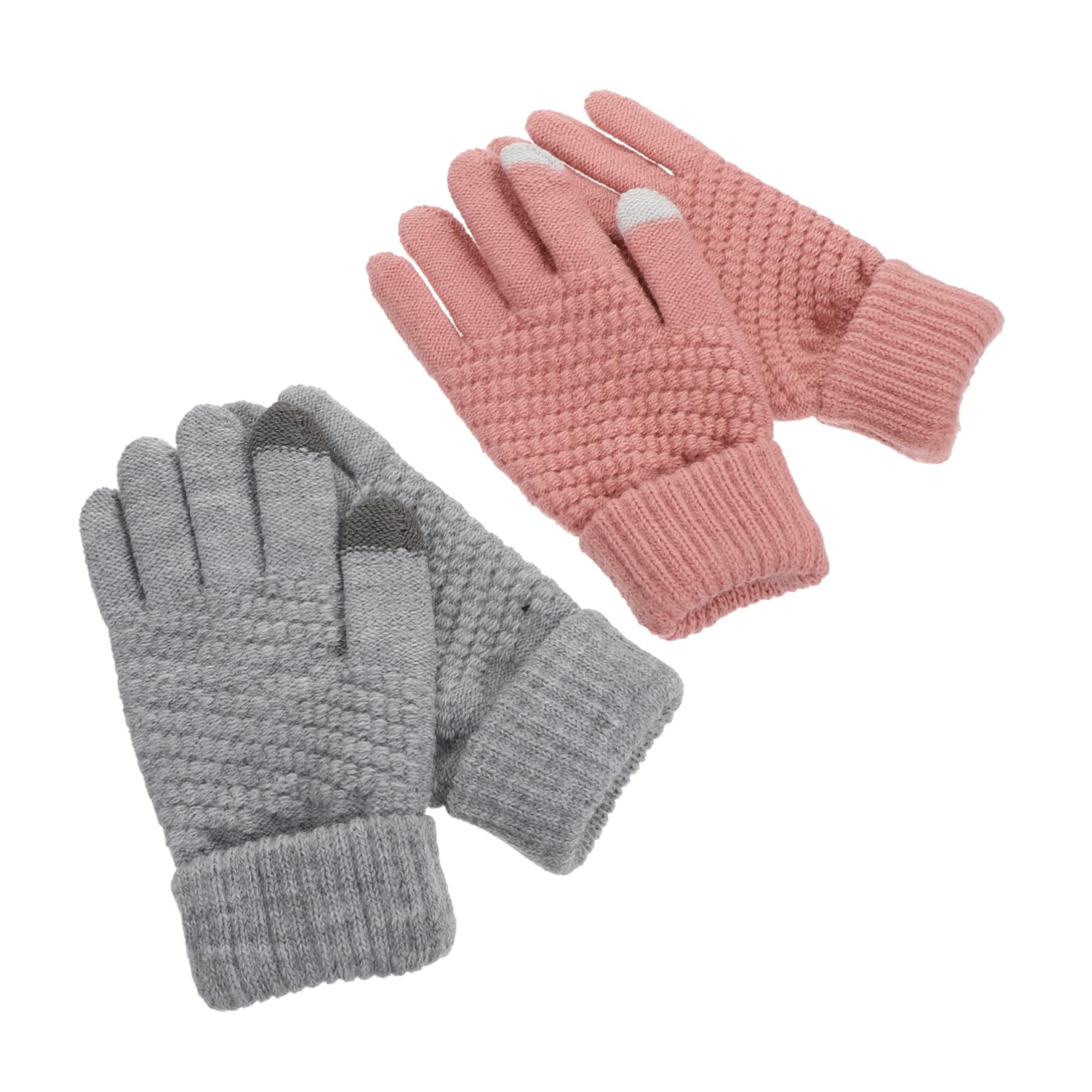 WOFASHPURET 2pairs Women's Thermal Touchscreen Gloves Windproof Comfortable Outdoor Sports Gloves for Riding Climbing and Cold Weather Activities Light Grey