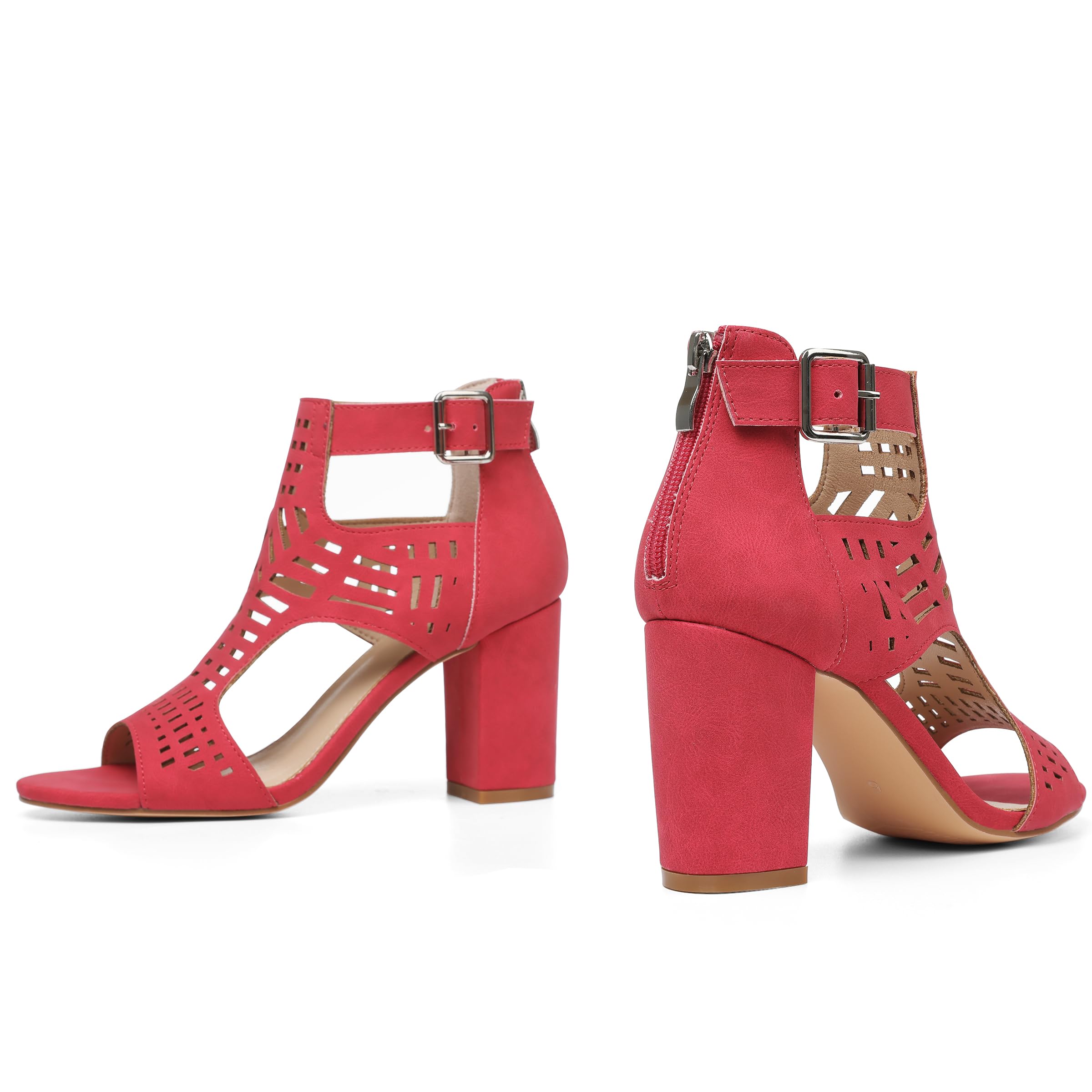 AOSPHIRAYLIAN Chunky Heeled Sandals for Womens Bohemian Cutout Open Toe Summer Block Heeled Party Sandals