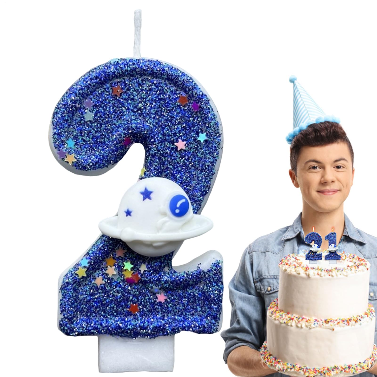 Birthday Candles Numbers, Space Theme Cake Toppers, Novelty Decorative Display, Party Supplies for Cake Decoration, Fun Celebration Friends and Family