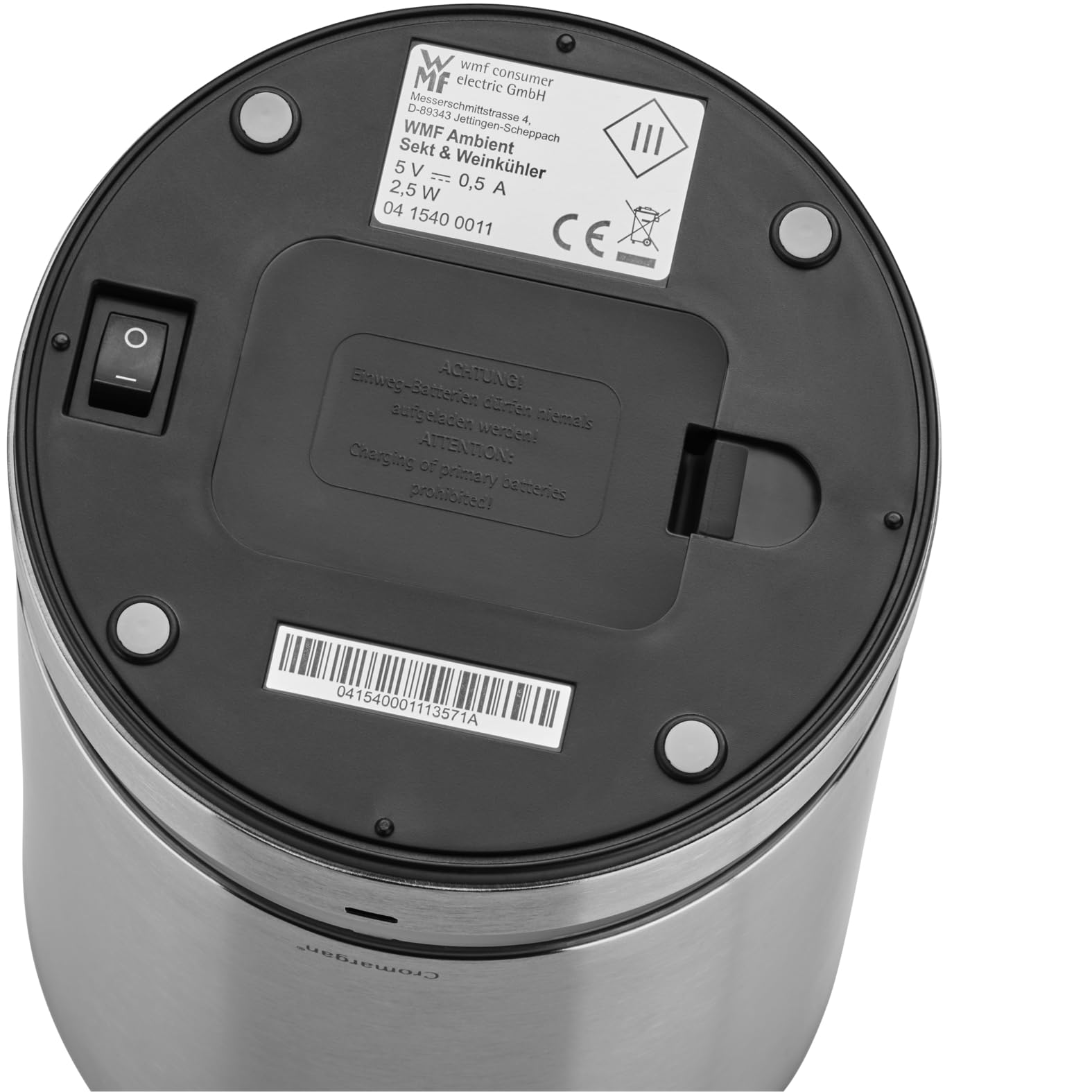 WMF Refrigeratore elettrico a temperatura ambiente, refrigeratore elettrico per champagne o vino, collare di raffreddamento, illuminazione a LED