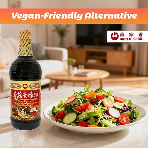 Miniatura 2 de Wan Ja Shan Vegetarian Mushroom Oyster Sauce, 33.8 fl. oz. VEGAN. NON-GMO. NO MSG ADDED. 100% Naturally Brewed. No Chemical Soy Sauce.No Caramel