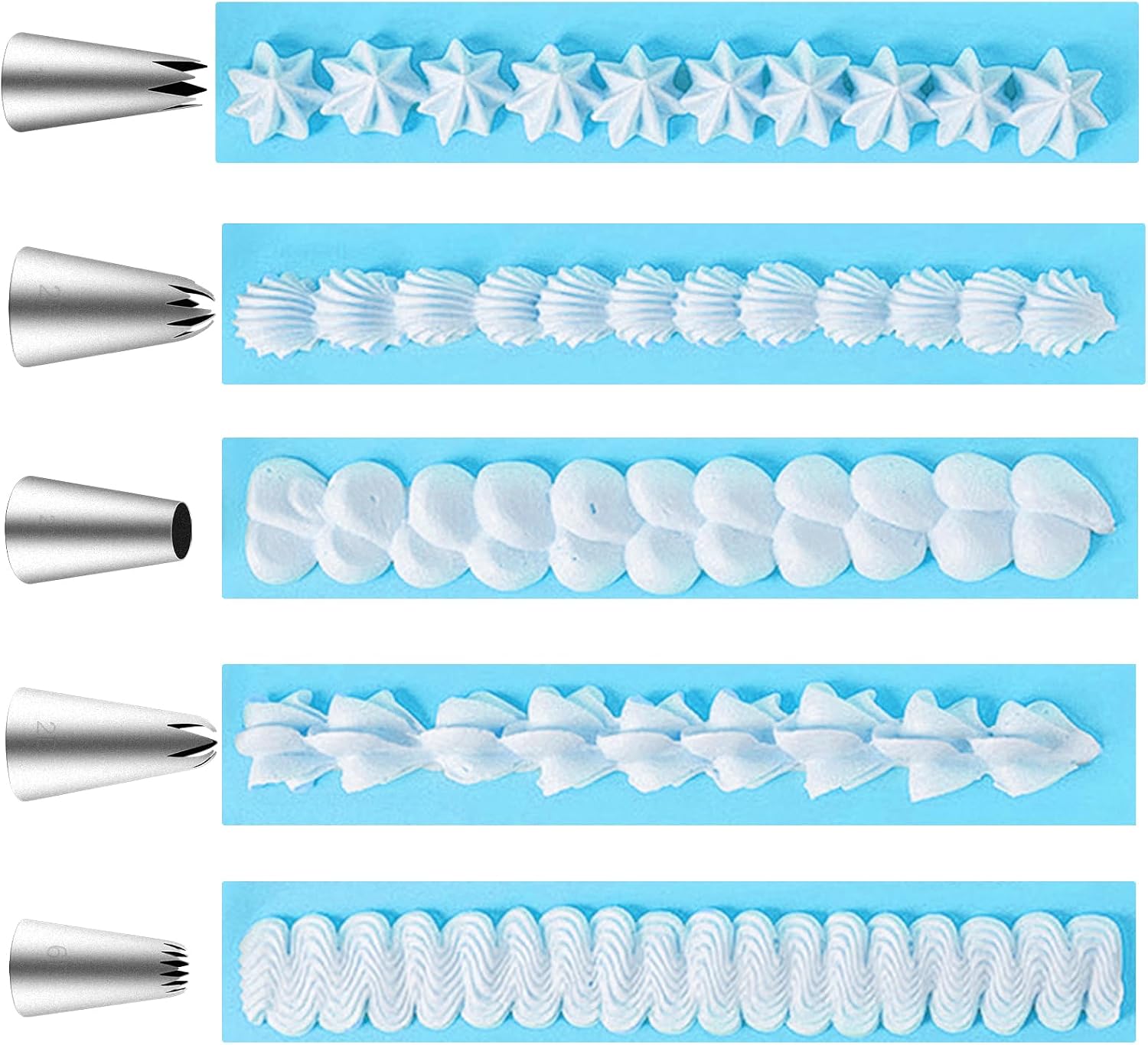 Large Piping Tips Set,Reusable Stainless Steel Icing Nozzles Kit