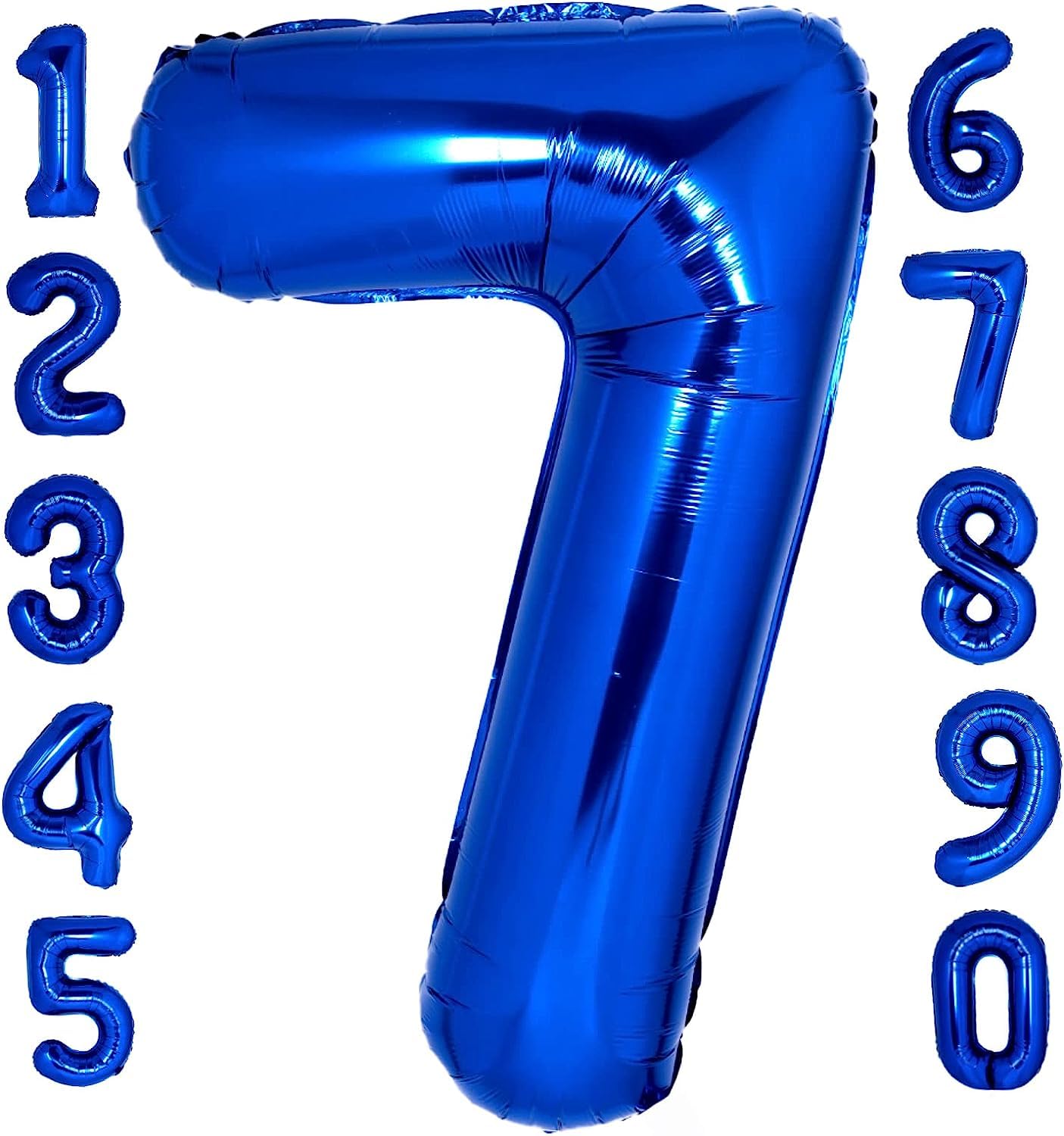 Flyloons 7 number Blue Foil Balloon 16 inch Size Birthday Decoration Items | 7th Year Balloons | Seven