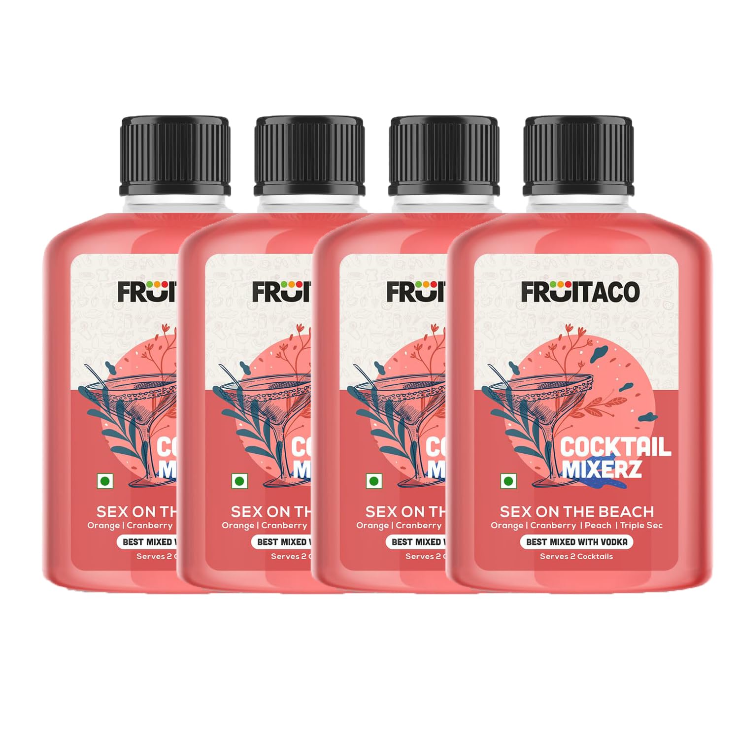 Fruitaco Sex On the Beach Cocktail Mixers - Finely Crafted Non-Alcoholic 300ml (Pack of 4) (B0D8W7J1S3) Amazon Price History, Amazon Price Tracker