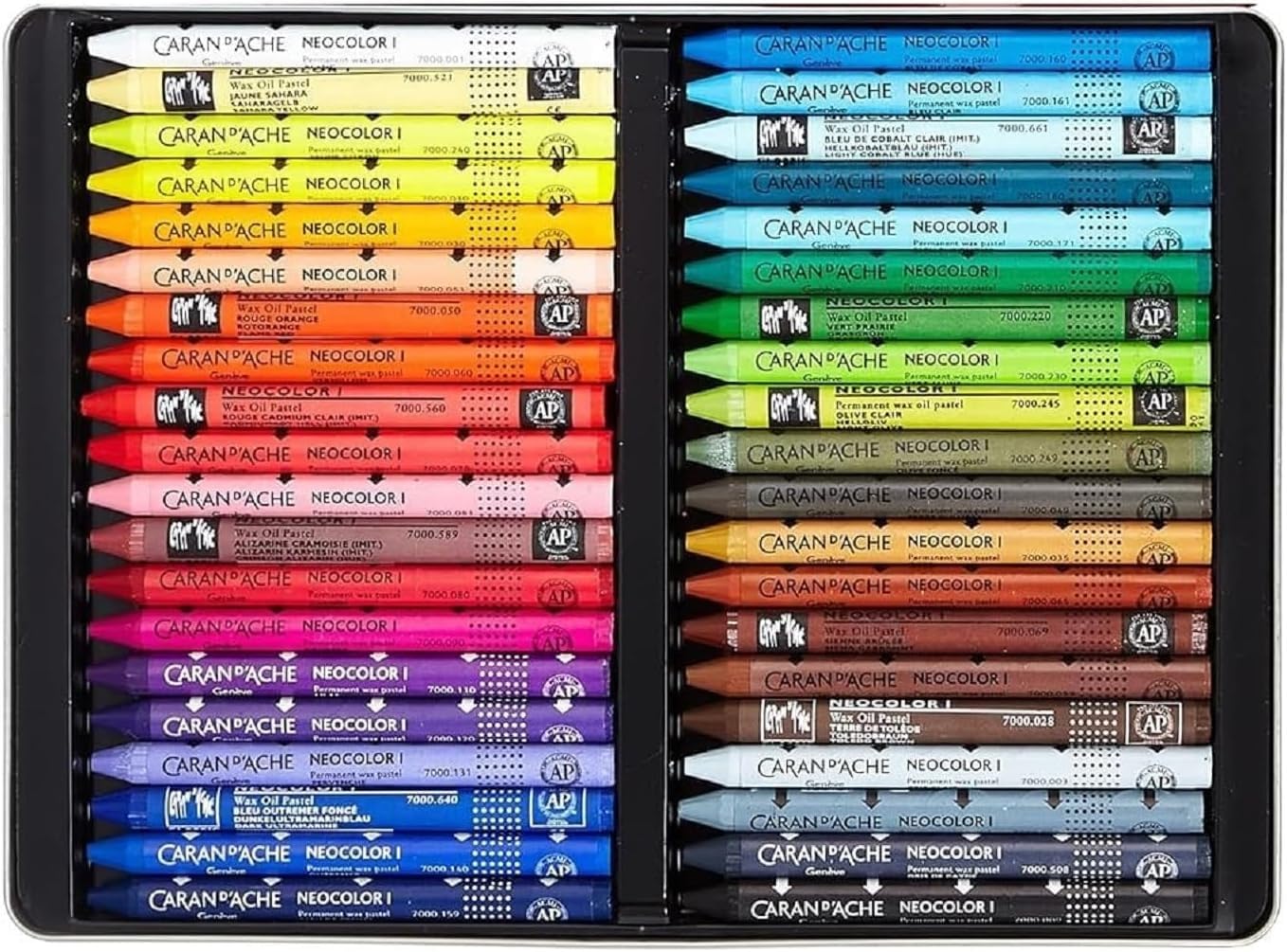 Caran d'Ache Neocolor I. pastels à la cire Permanents .Crayons à la cire Permanents SET 40 + 1 cartes