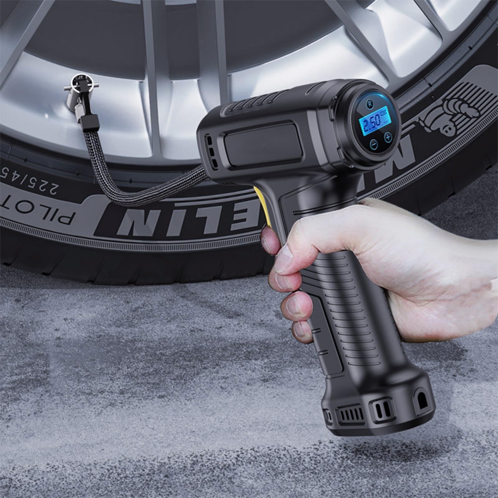 topliu 150PSI Tire Inflator Pump with Emergency LED Light - Car Accessories - 12V Wired Inflator Compressor - Car Tire Pump with Digital Display Pressure Gauge - Portable Compressor Pump