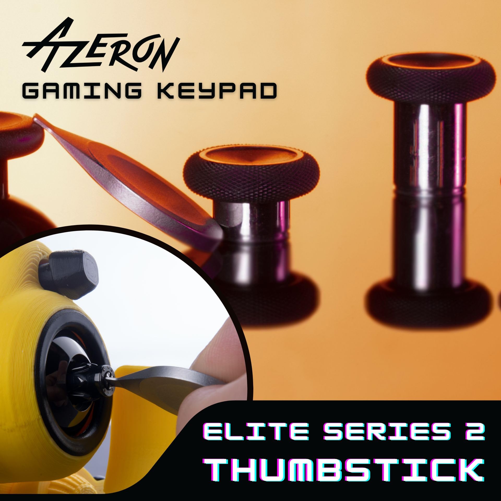 AZERON Keyzen - Tastiera con 32 tasti completamente mappabili, joystick Elite effetto Hall a 360°, macro, design ergonomico regolabile, interruttori Cherry MX, rollover N-Key (Black Elite, Cherry MX