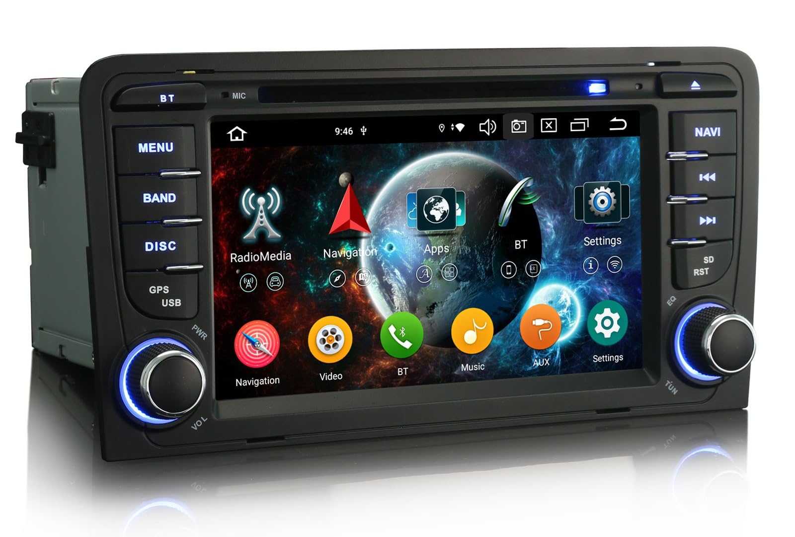 4GB 64GB Android 16 Radio Coche para Audi A3 8P S3 RS3 Sportback 2003-2012 | Bluetooth Pantalla Táctil Carplay & Android Auto DSP A2DP SWC WiFi Canbus Navegador GPS DAB+