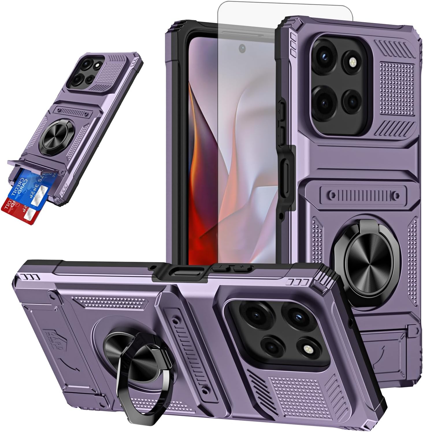 Phone Case for Motorola Moto G Power 5G 2025 Stand Women Men Purple