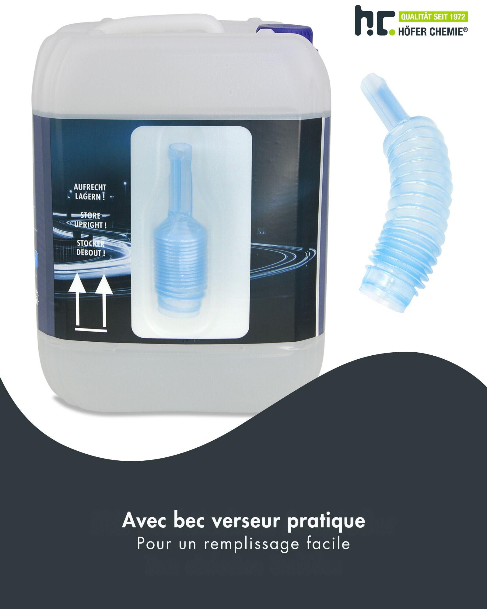 Höfer Chemie AdBlue 2 x 10L avec bec verseur - solution d'urée pour voitures diesel - bidon avec bec verseur - réduit les oxydes d'azote toxiques