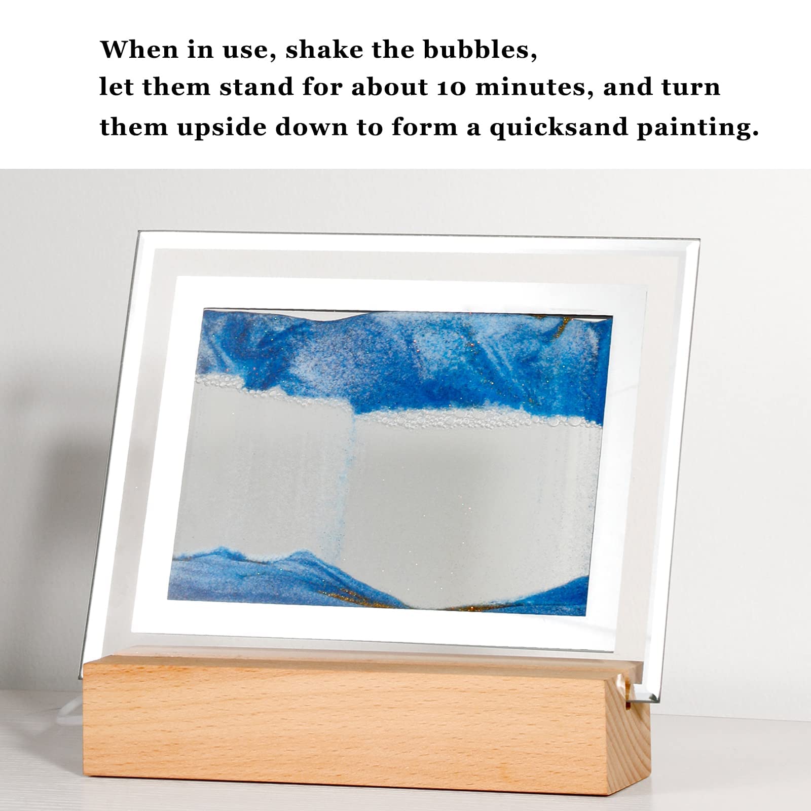 zalati Moving Sand Night Light 3D Sand Sea LED Light Sandscape Art Painting for Home and Office Decorations - Blue - Image 4