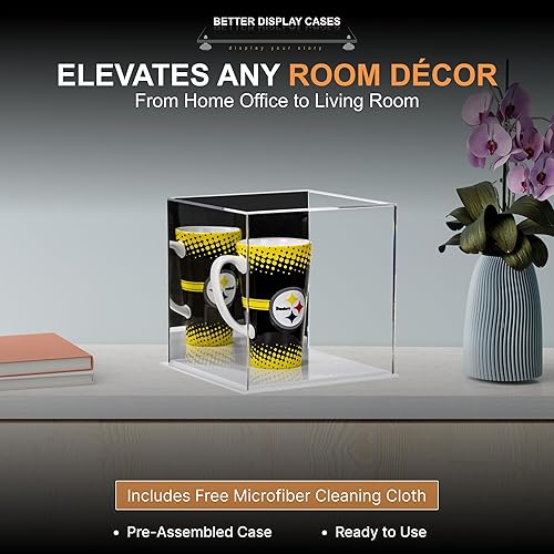 Vista 360 de Better Display Cases Versátil vitrina de acrílico transparente - Caja rectangular grande con base blanca 18" x 12" x 3" (BK09)