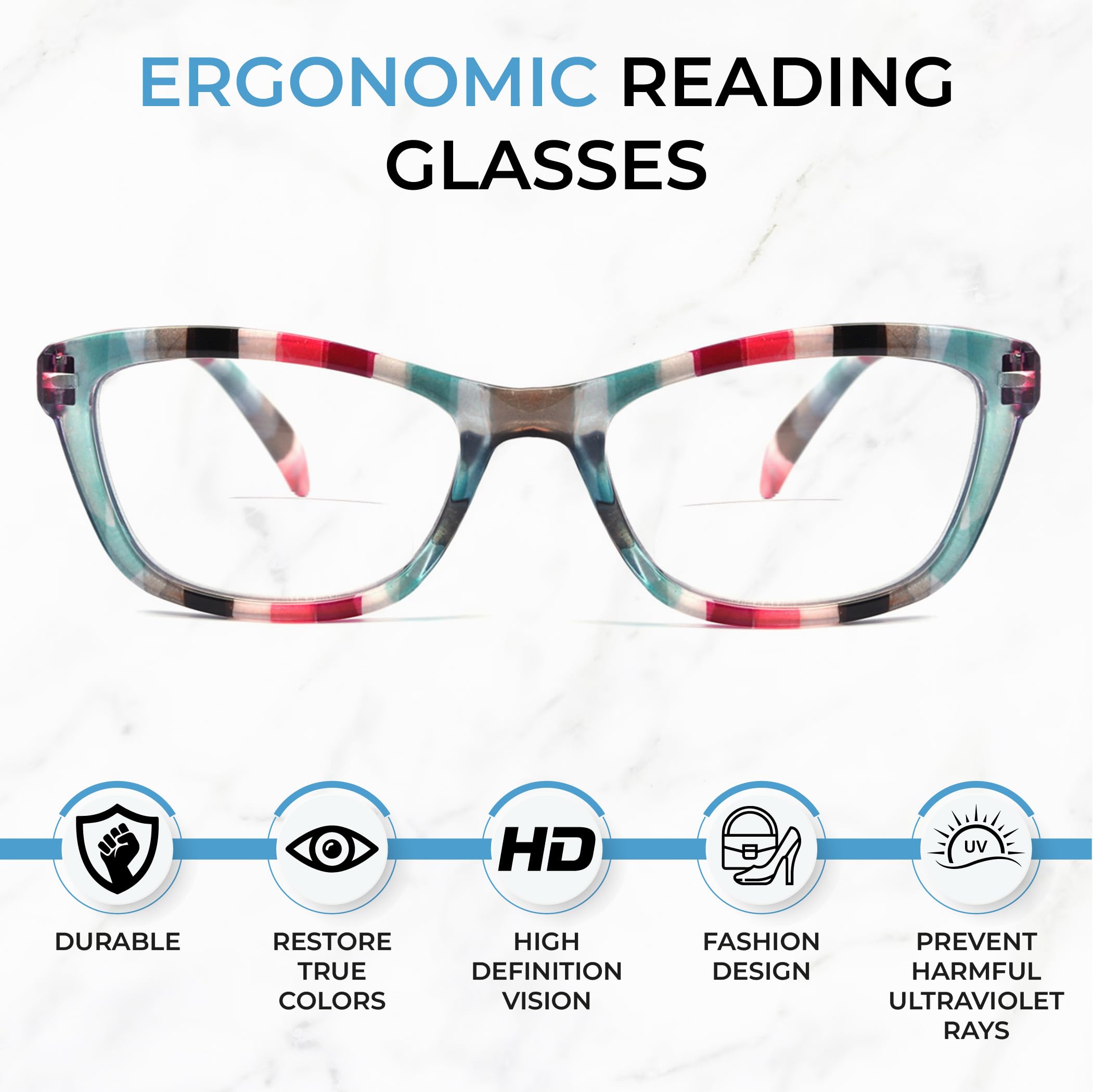 Success Eyewear Yogo Vision Gafas de lectura bifocales para hombre y mujer, rectangulares, multifocales, diseño retro, paquete de 4-2,75