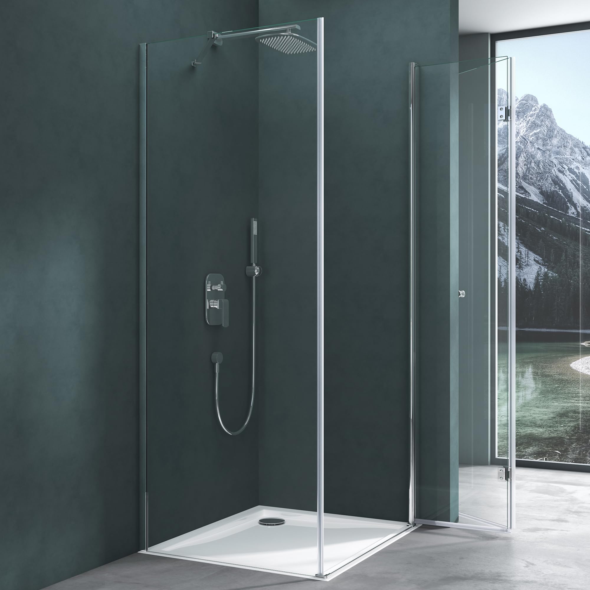 Mai & Mai Cabine de Douche en Angle Transparent sans Receveur 90x90x190cm