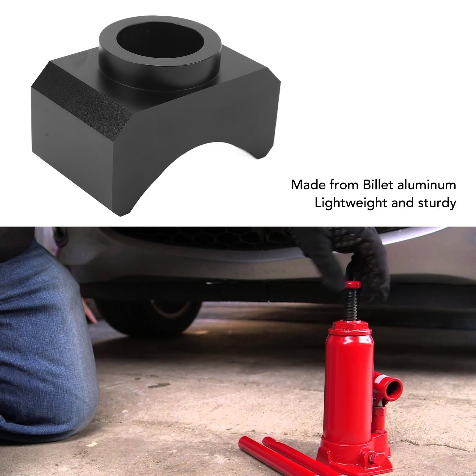 Jack Axle Adapter, Billet Aluminum Lifting Saddle, Hydraulic Jack Adapter for Garage and Trails, Lifting Axle Saddle Axle Adapter for Garages, Farms, Ranches,Buggies (Black)