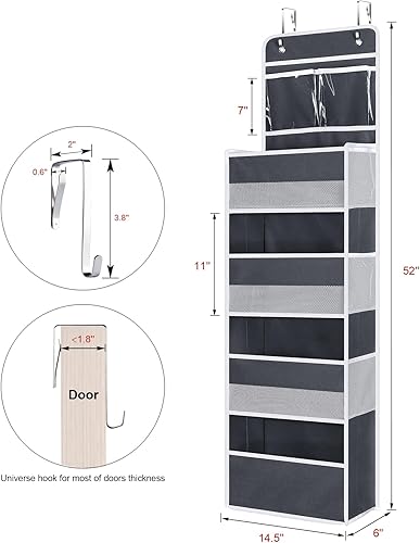 Miniatura 9 de Organizador Univivi para colgar en la puerta, armario de guardería, con 4 bolsillos grandes y 3 pequeños bolsillos de cloruro de polivinilo, para