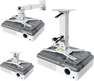 Universal Projector Ceiling Mount Heavy Duty Projector Mount Max Loading 45 lbs / 20 kg Projector Wall Mount Extendable 16-24 in/40-60 cm Drop Ceiling Projector Mount Hanger for Projectors White