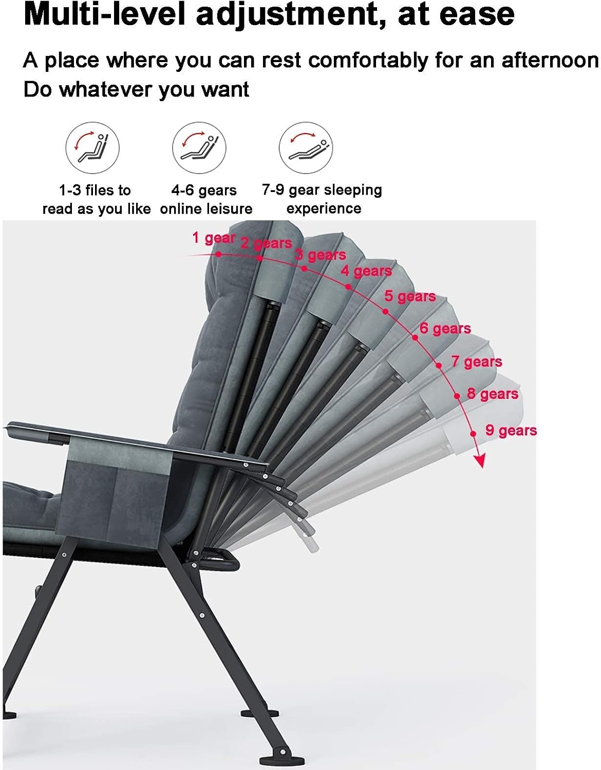 Computer Office Chair Swivel Task Chair Patio Backyard Lazy Armchair Ergonomic Computer Chair Wide Desk Chair Adjustable Angle Gaming Chair with Lumbar Pillow and Footrest Foldable Reclining Chair Off