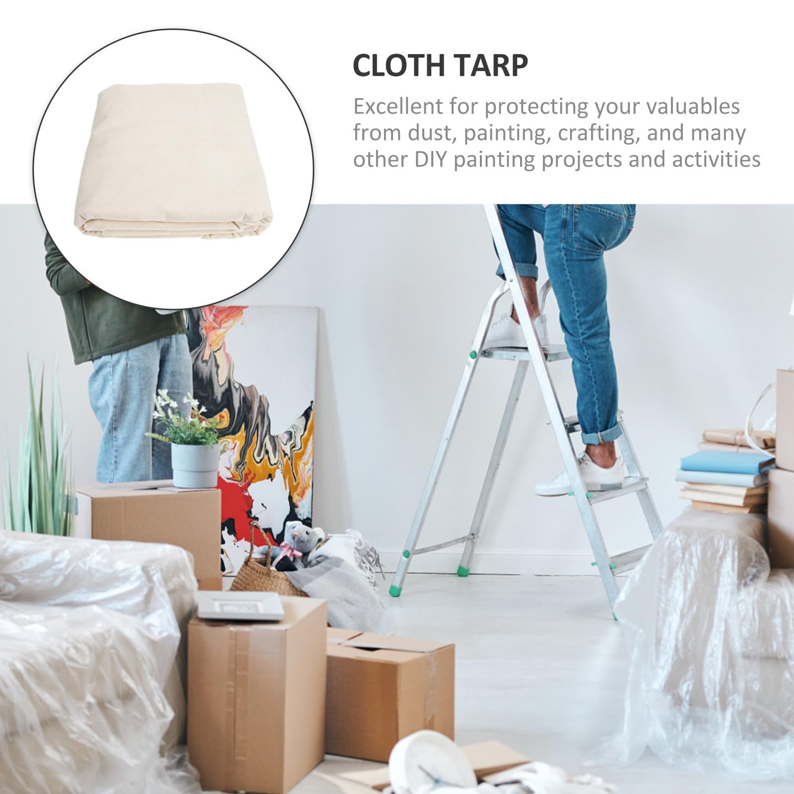 ABOOFAN Bâche de en Coton Beige Résistante et Réutilisable pour de Peinture et Rénovation pour Meubles et Sols