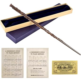 Hermione Magic Wand Hermione Granger Wand with Steel Core 39 cm Resin Wand in Gift Box with Spell Card and Station Ticket Cosplay Props