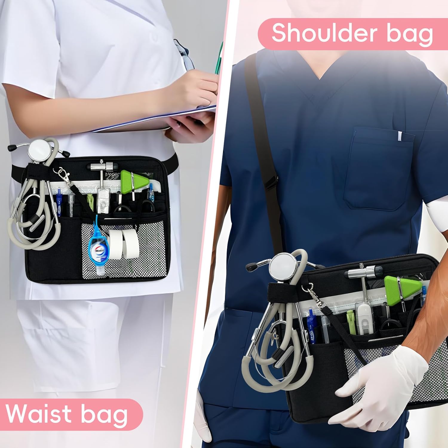 Nurse Fanny Pack with Medical Gear Pockets - Durable Nurse Waist Pouch with Tape Holder, Adjustable Strap, and Utility Storage for Stethoscopes, Bandage Scissors & Supplies
