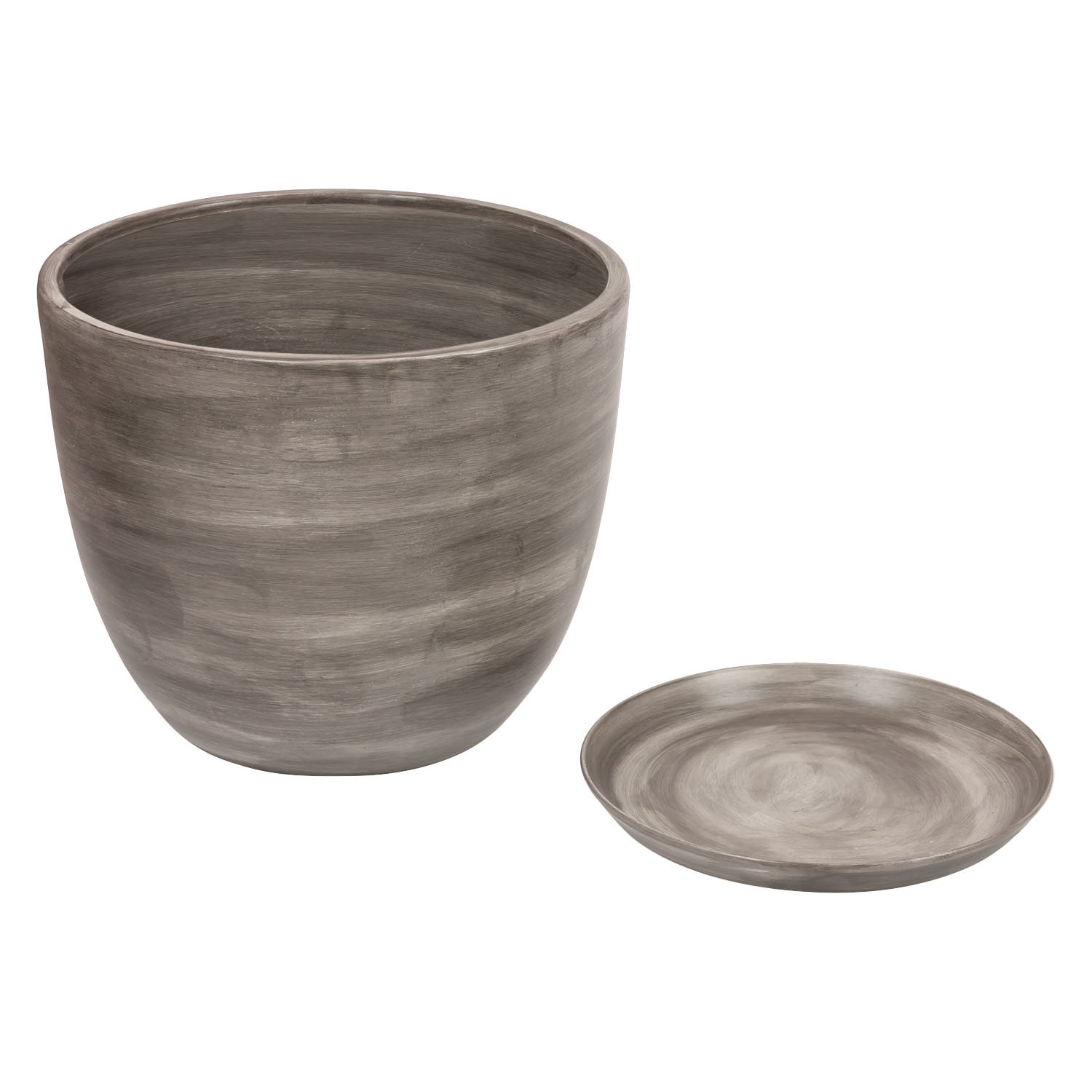 Keramik Keramiktopf Blumentopf Topf mit Untersetzer Übertopf D 305 mm grau