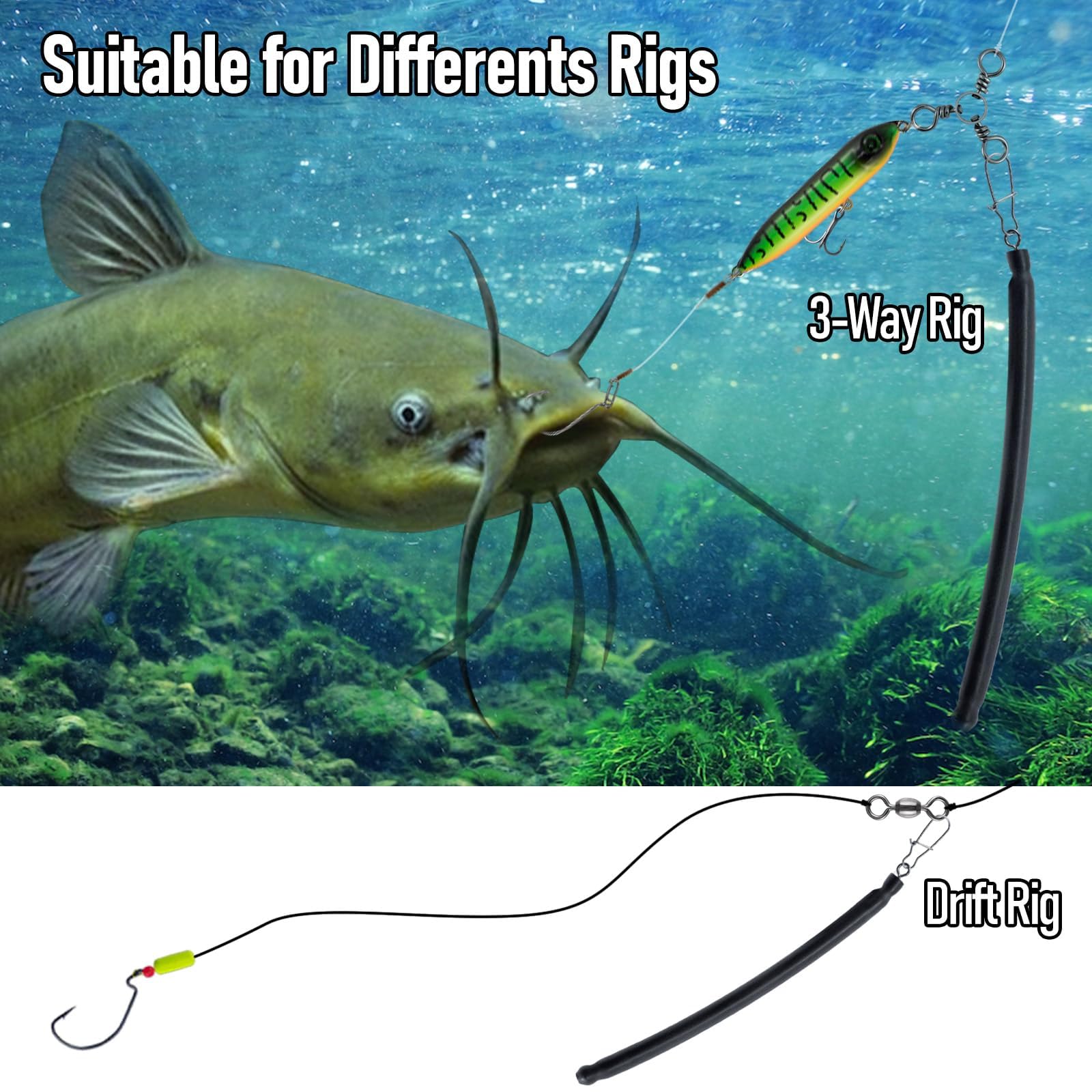 Dr.Fish Paquete de 6 pesos de arrastre para pesca de gato, peso a la deriva, plomos de pesca de agua dulce, búsqueda inferior, palo deslizante, equipo de aparejos de bagre, 5 onzas