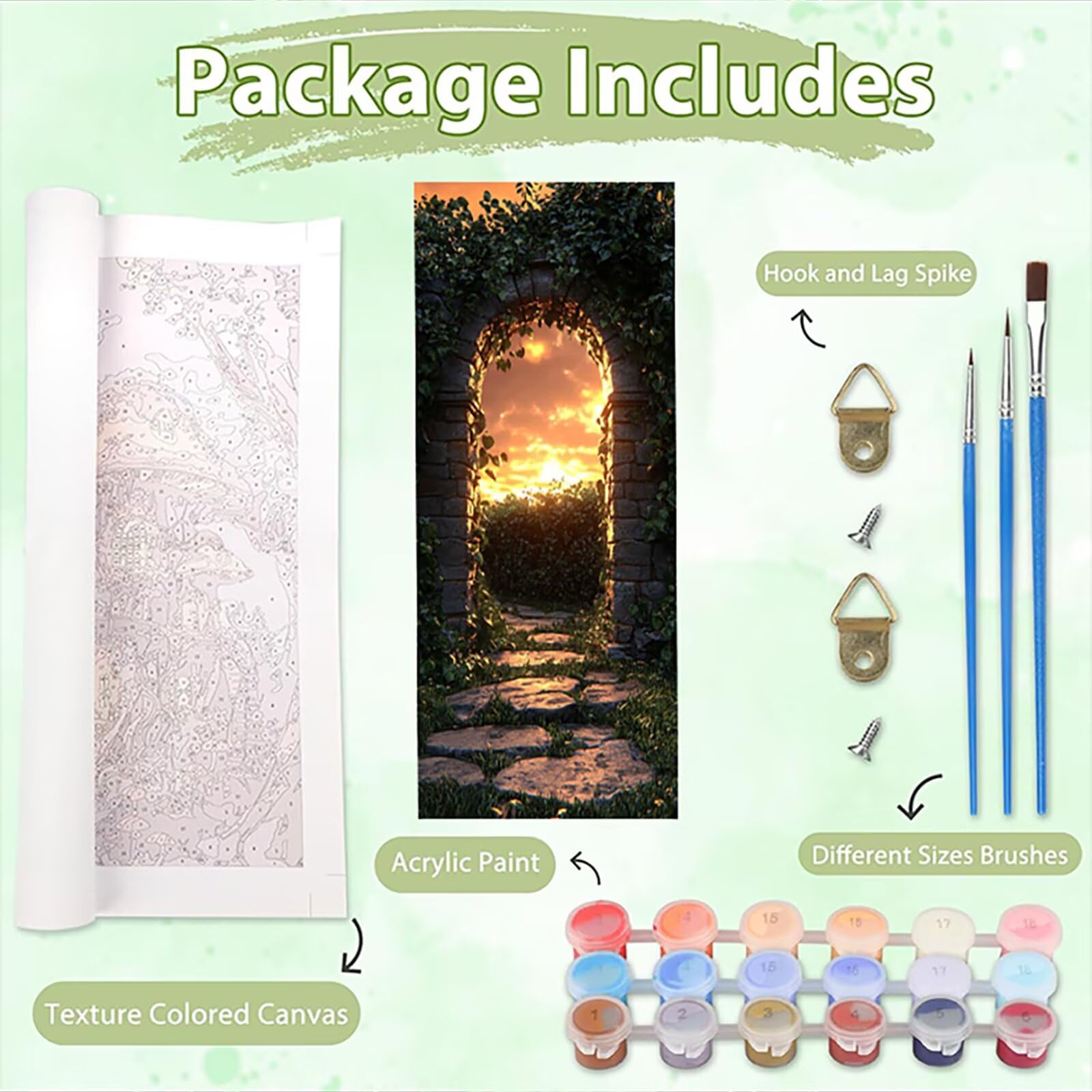 Malen Nach Zahlen 50x150cm Leinwand Aussicht Malen Nach Zahlen Erwachsene mit Ohne Rahmen, DIY Kreativ Set für Erwachsene mit Pinseln und Acrylfarbe, Zimmer Deko Tür Landschaft Geschenk, P0M-998