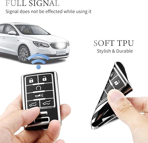 Miniatura 5 de OFFCURVE Funda protectora para llave de automóvil Cadillac SRX ATS ELR XTS 2010 2011 2012 2013 2014 2015 entrada sin llave control remoto accesorios