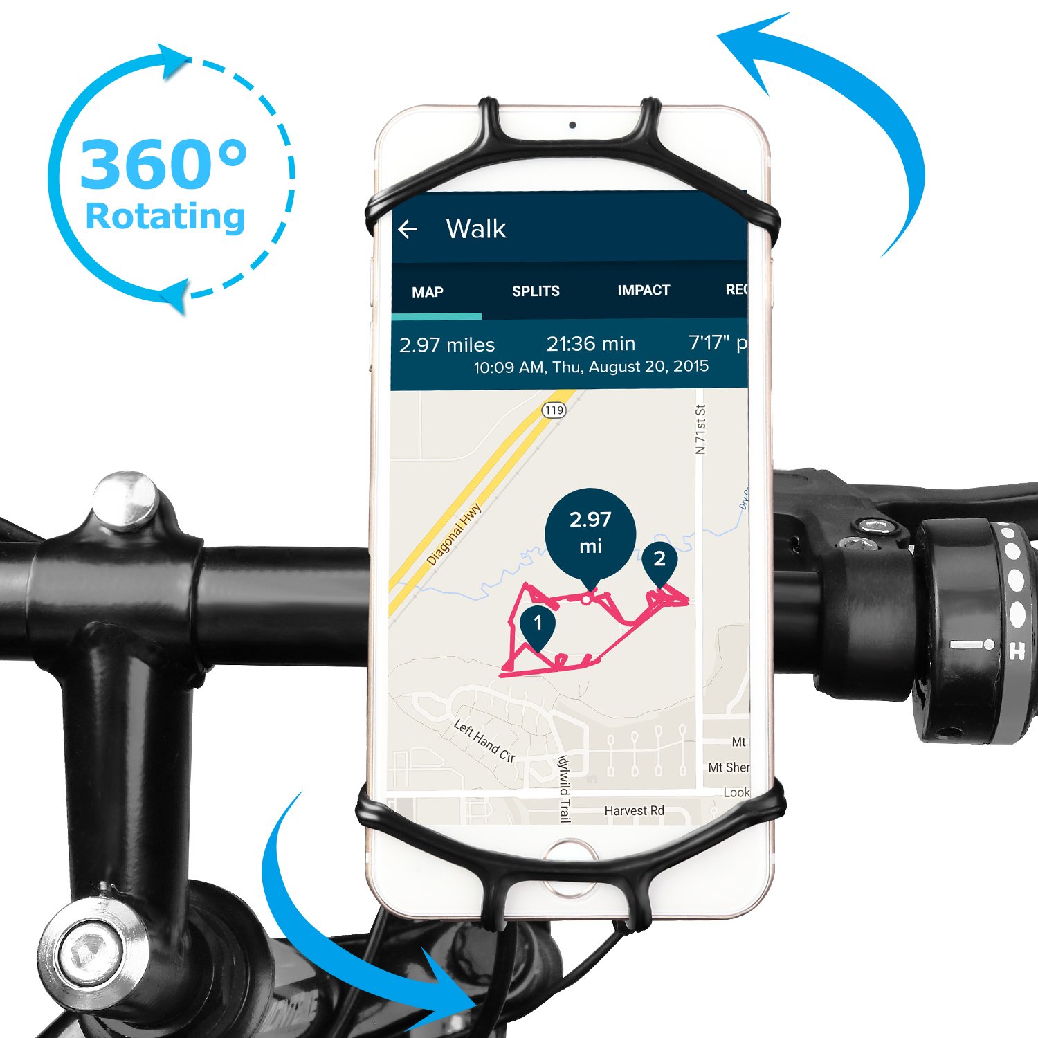 Simptech Bicycle Bike Phone Mount Holder, 360° Rotatable, Silicone